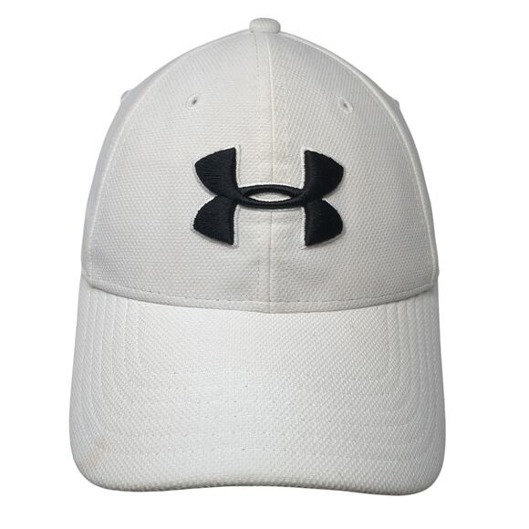 Under Armour Fitted Baseball Cap White One Size Embroidered 6 Panel - Picture 1 of 9